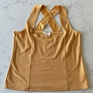 Böhme Yellow Textured Cross Back Tank Top XL NWT